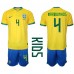 Brasilien Marquinhos #4 Replika Babykläder Hemma matchkläder barn VM 2022 Korta ärmar (+ Korta byxor)